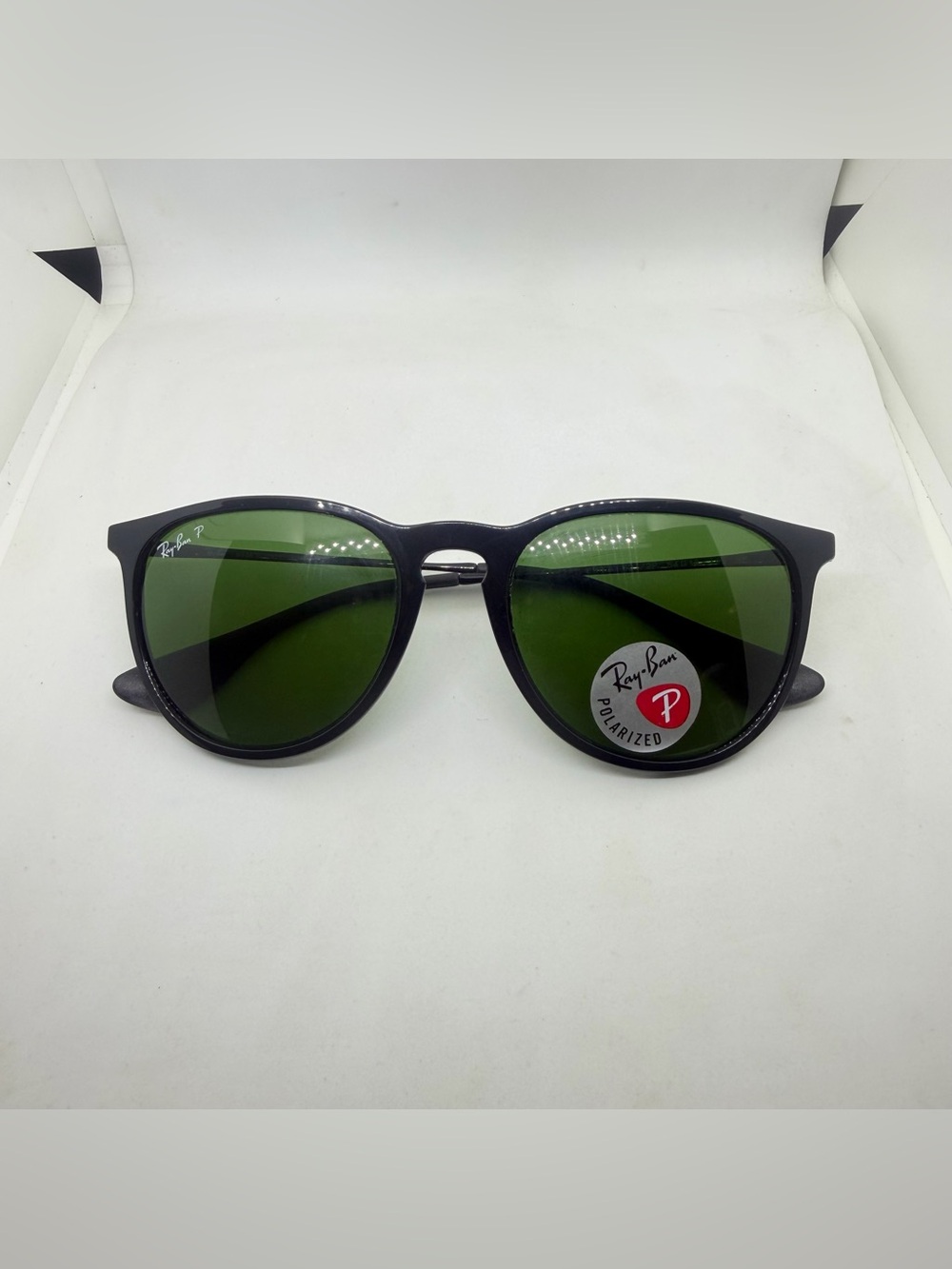 Ray-Ban Black Frame Sunglasses with Green Polarized Lenses
